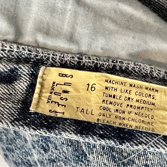 SUNSET BLUES - VINTAGE 80s Women's Jeans Sz 16 TALL High Waist - ACID WASH BLUE - Picture 7 of 13